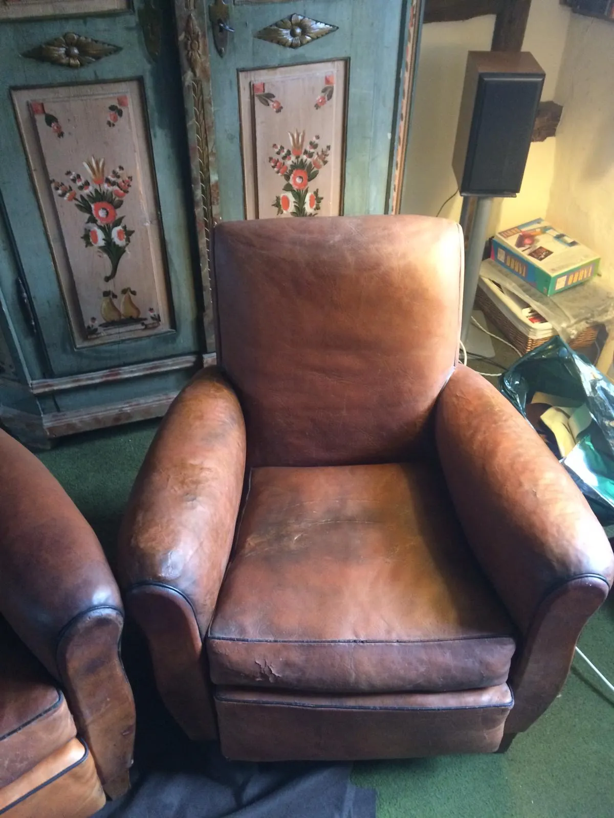 Both restored French armchairs — final result